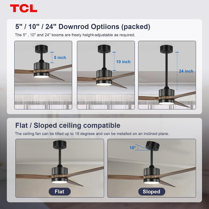Modern Reversible Wooden Ceiling Fan Dimmable LED