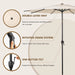 9Ft Outdoor Patio Umbrella W/ Push Button Tilt & Crank, 8 Ribs, Beige