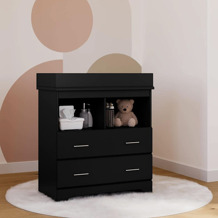 Brookside 2 Drawer Changing Table Dresser Black Topper ShipItFurniture Brookside 2 Drawer Changing Table Dresser Black Topper ShipItFurniture