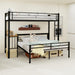 Black LShaped TwinOverFull BunkBedDesk HeavyDuty Metal
