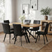 Extendable Dining Table Set for 6, Oak Table with 6 PU Black Chairs