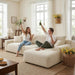 98-Inch Sectional Sofa White Check Premium RightFacing