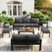 Patio Furniture Set 7 Seats and Coffee Table, 5 Pieces Patio Conversation Set with Thick Cushion, Ottomans, Deluxe Aluminum Modern outside Sectional for Porch, Balcony, Deck, Yard, Dark Gray