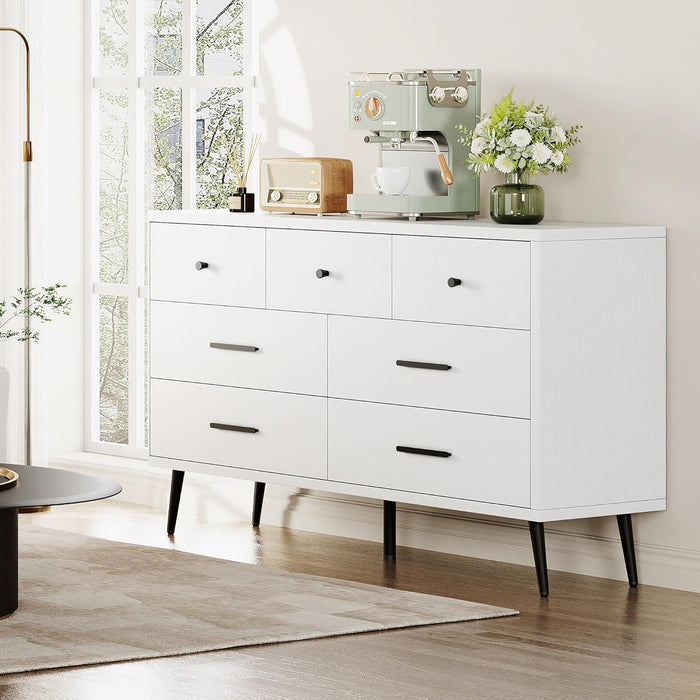 White 7 Drawer Dresser With AntiTip ConstructionQuality
