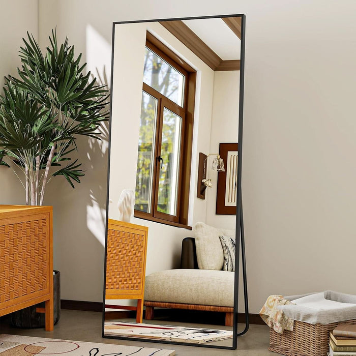 Black 21x57 Inches Full Length Floor Mirror With Stand