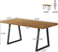 63" Industrial Executive Desk, Solid Wood Computer Laptop Desk with Strong Metal Legs, Study Writing Table Business Workstation for Home Office, Small Conference Table