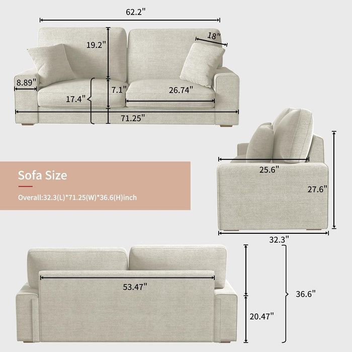 Modern Beige Chenille Recliner Sofa for Living Room