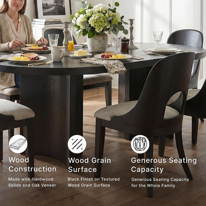 Signature Design by Ashley Rowanbeck Minimalist Dining Table for 8 People, Black