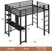 Loft Bed Full Size with Desk and Storage Shelves, Frame with 2 Side Ladders for Kids, Teens Adults, Spcace-Saving Noise-Free and Anti-Tilt Design, Black