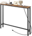 39.4 Inch Narrow Console Table with Power Outlets, 5.9 Inch Sofa Table with Storage, Skinny behind Couch Table, for Entryway Hallway, Small Spaces, Rustic Brown and Black BF52UXG01G1