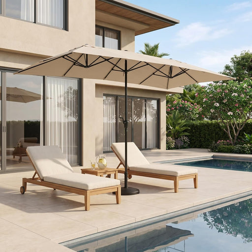 15×15Ft Outdoor Patio Umbrella, Double Sided Market Rectangle Umbrella with Crank Handle, Large Sun Shade for outside Deck, Backyard, Garden
