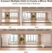 Full Length Stand up Mirror on Wheels,75''L×95''W,Large Tri-Fold Floor Mirror with Stand,Movable 3-Way Full Length Standing Mirror for Gym, Dance Studio, Fitness Room, and Home (Silver)