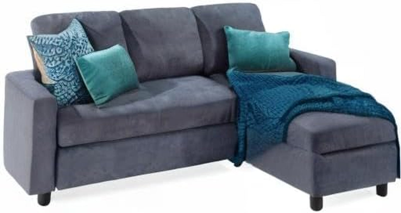 Blue/Gray Sectional Sofa with Chaise Lounge