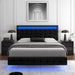 Full Floating Bed with Lights, LED Platform Bed Frame with under Bed Storage, PU Leather Adjustable Tufted Upholstered Bed, Black