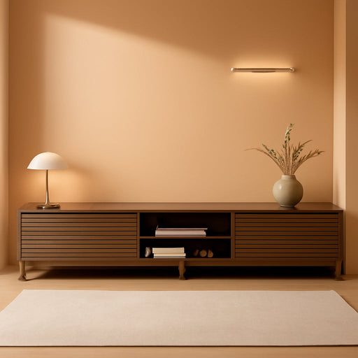 TV Stand for Living Room - up to 80 Inch Tvs Mid Century Modern Entertainment Center with Storage and Adjustable Shelves, Media Console Table Walnut 71"