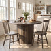 Reclaimed round Pedestal Dining Table, 47" Rustic Wood Kitchen Table for 4-6 People, Farmhouse Circle Dining Table with Fluted Base for Kitchen Dining Room Restaurant, Deep Brown