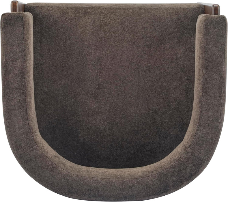 Nettie Modern Accent Chair for Living Room, Velvet Fabric Single Lounge Sofa Chair with Wooden Frame, Comfy Reading Chair for Bedroom, Lounge Armchair with Cushion, Dark Brown