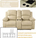 Beige Leather Reclining Sofa Set for Living Room Set,Recliner Sofa with Drop down Table/Double Recliner Loveseat with Storage Console/Recliner Chair/Faux Leather