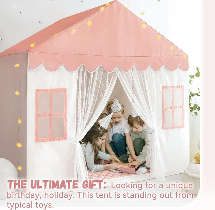 Kids Play Tent with Mat, Large Playhouse Play Tent Indoor for Girls, Kids Tent Toys for Toddlers Children Play House for Birthday Toy House Gift (Pink)