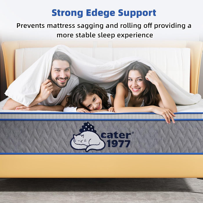 Thickened Memory Foam Queen Mattress(12.9Inchest) Cool Mattress-9-Layer Thickened-Medium Firm,Bed Durable,Edge Reinforcement No Collapse,Top Exhaust System No Damp Heat,No Back Pain-365Day Try