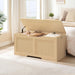 Storage Bench, 43.3" Toy Box, Rattan-Like Storage Chest, Sturdy Entryway Bench Supports 220 Lb, Toy Chest, Safety Hinge, U-Shaped Opening, Easy Assembly, Natural NL22CW01