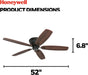 Ceiling Fans Glen Alden, 52 Inch Classic Flush Mount Indoor Ceiling Fan with No Light, Pull Chain, Quick-2-Hang Dual Finish Blades, Reversible Motor - 50516-01 (Oil Rubbed Bronze)
