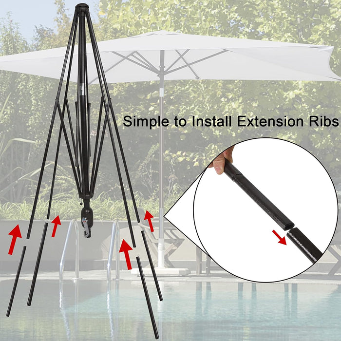 Rectangular Patio Umbrella, Table Market Umbrella with Tilt and Crank, Outdoor Umbrella for Garden, Deck, Backyard, Pool and Beach