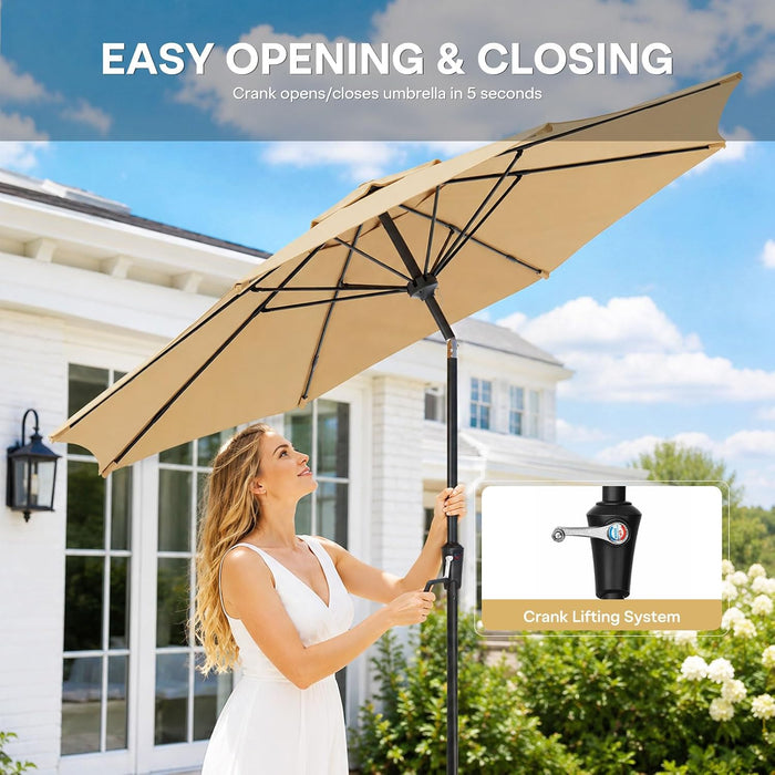 Outdoor Patio Umbrella,Table Umbrella with Push Button Tilt and Crank,Market Umbrella with 8 Sturdy Ribs,Yard Umbrella