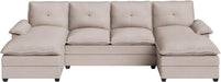 110Inch UShaped Sectional Sofa Double Chaise Beige