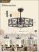 23 Inch Fandelier Caged Ceiling Fans with Lights and Remote, Black Bladeless Ceiling Fan with 6 Speeds and Timing, Farmhouse Samll Fan Lights Ceiling Fixtures for Kitchen, Bedroom-Black