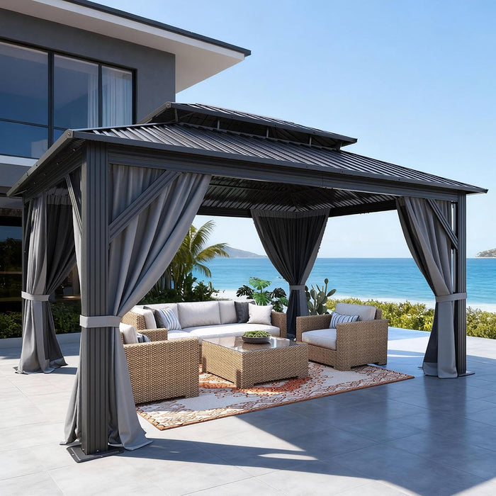 Hardtop Gazebo 16x12 Gray Durable Nettings Shelters