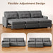 L-Shaped Sleeper Sofa Dark Grey, 84", with Ottoman