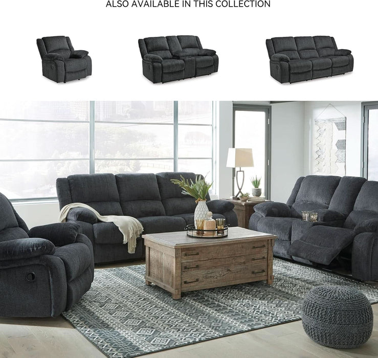 Draycoll Contemporary Manual Pull Tab Reclining Sofa, Dark Gray