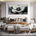 Flower Canvas Art Wall Decor for Living Room - Black and White Hand Painted Painting for Bedroom - Large Picture Frames for Wall Size 29" X 59"