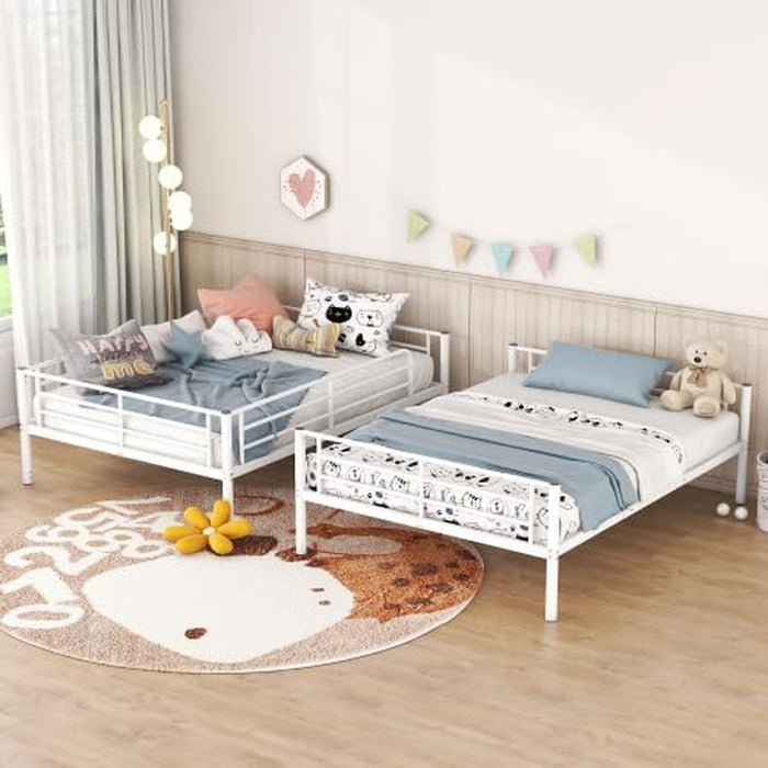 White FullOverFullIndustrialStrength Metal Bunk Bed Guardrail