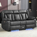 72.8" Loveseat Recliner Sofa, Manual Reclining Couch with Console, AC Outlet & USB-A/USB-C Ports, Wall Hugger RV Sofa for Living Room & Home Theater with Cup Holders (Black Console with LED)