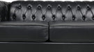 Modern 3 Seater PU Chesterfield Sofa, Upholstered Tufted Button Leather Chesterfield Couch, Classic Faux Leather Settee with Nailhead Trim Scroll Arms for Living Room Bedroom(Black)