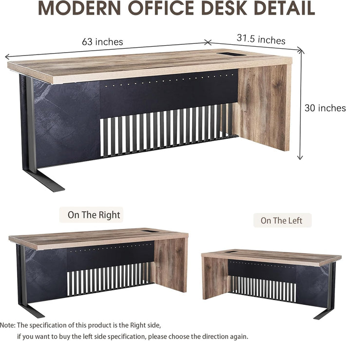 63Inch Executive Office Desk Stainless Steel Frame