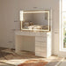 Cleo Vanity Desk with LED Lighted Mirror – 7 Drawer Makeup Station with Integrated Power