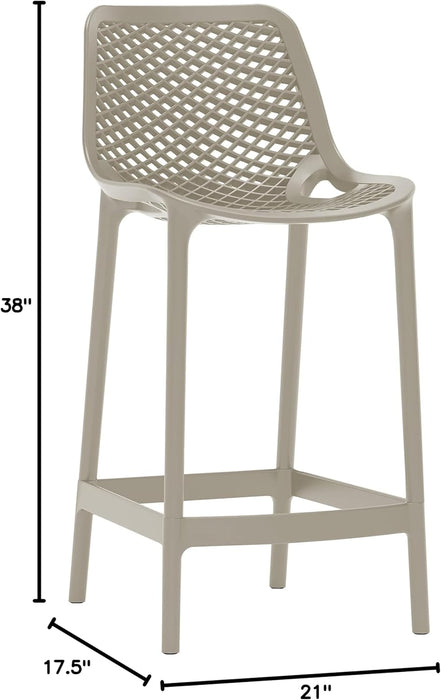 330Taupe Mykonos Collection Modern | Contemporary Outdoor Patio Stool with Taupe Polypropylene Plastic, Weather Resisting, 17.5" W X 21" D X 38" H, Taupe, Set of 4