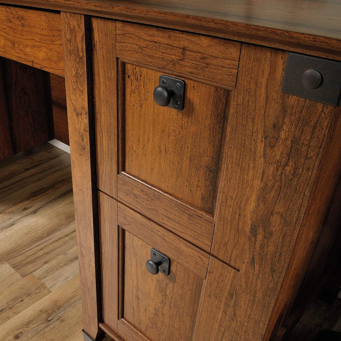 Carson Forge Rustic Vintage Computer Desk with Drawers Storage, in Washington Cherry Finish