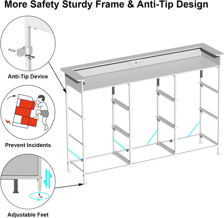 White Dresser With Integrated LED Lighting Charging