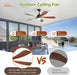 52 Inch Smart Ceiling Fan with Light, Modern Ceiling Fan with Dimmable Memory LED, Compatible with Alexa/Google/App, 6 Speeds 5000CFM, Timer Quiet Reversible DC Motor, ABS, FCC/ETL, Brown