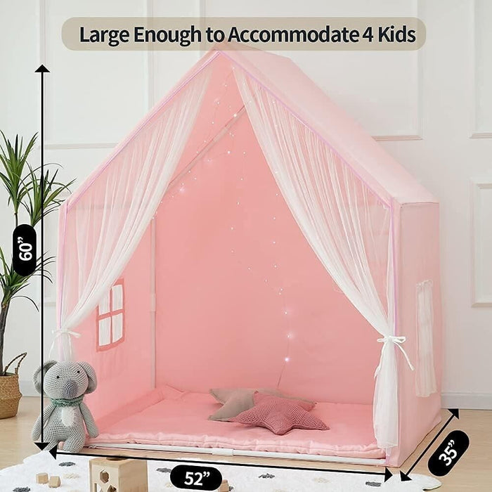 Delightful Indoor & Outdoor Playhouse Tent - Large Pink Kids Castle 52" X 60"