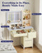 White Vanity Table With Illuminated Mirror Drawers