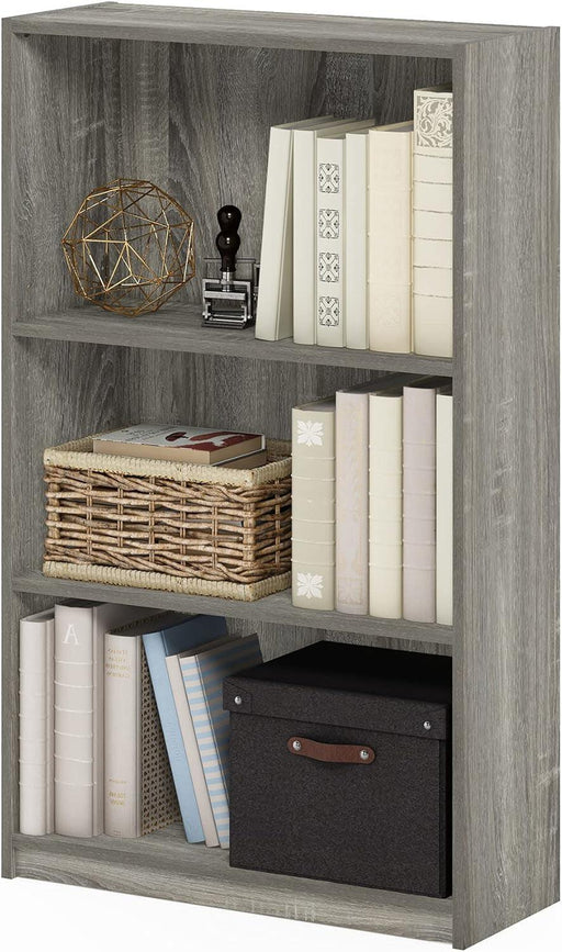 JAYA Book Shelf, 3-Tier Bookshelf, Bookcase with Adjustable Shelves, 9.5 X 24.5 X 40.3, for Living Room, Bedroom, Home Office, French Oak