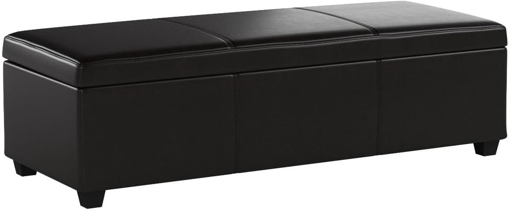 Storage Faux Leather Ottoman, 47 Inch Bench Bedroom Bench with Safety Close Hinge, Extra Long Ottoman with Storage for Living Room, Entryway, Hallway, Foot Rest, Support 300Lbs - Brown