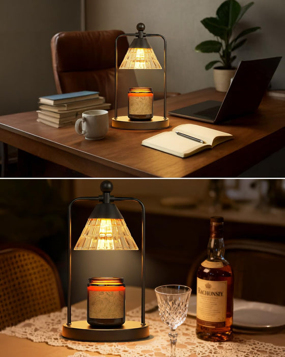 Candle Warmer Lamp with Timer Dimmer, Electric Wax Melt Warmer Lamp for Jar Candles Lights, Candle Lamp Warmer with 2 Bulbs, Birthday Gifts for Women, House Warming Gifts New Home Decor, Black