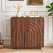32" Sideboard Buffet Cabinet with Storage, Walnut Modern Cabinet with Arched Wood Door and Adjustable Shelf, Wooden Modular Kitchen Cabinet for Dining& Living Room, Entryway