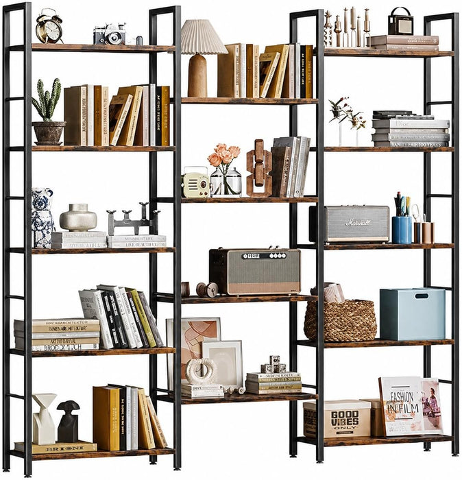 Industrial 14 Shelving Brown Bookcase Display Unit